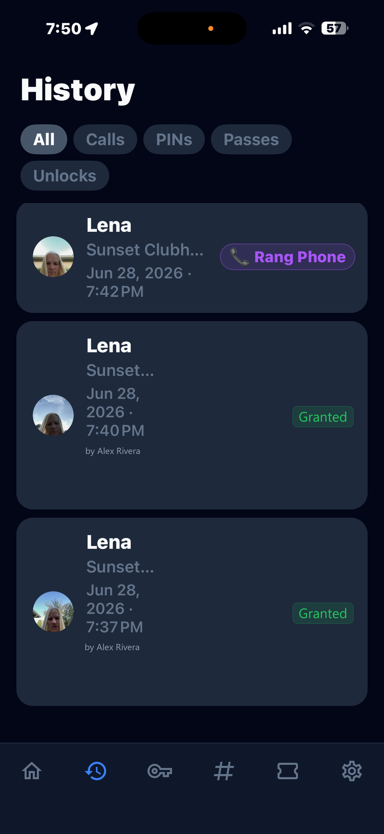 Parrow Entry app screen